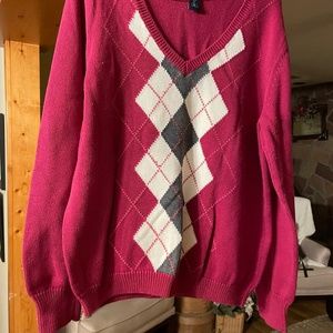 Women’s argyle sweater- 100% cotton Izod size XL